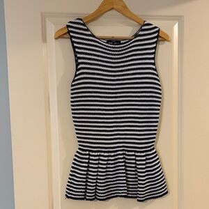 Tart Navy and White Striped Peplum Top